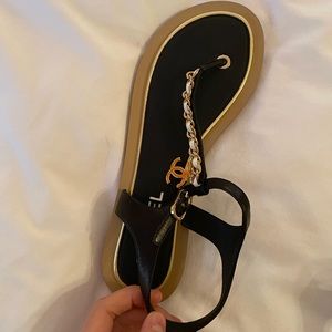 Unworn Chanel black sandals